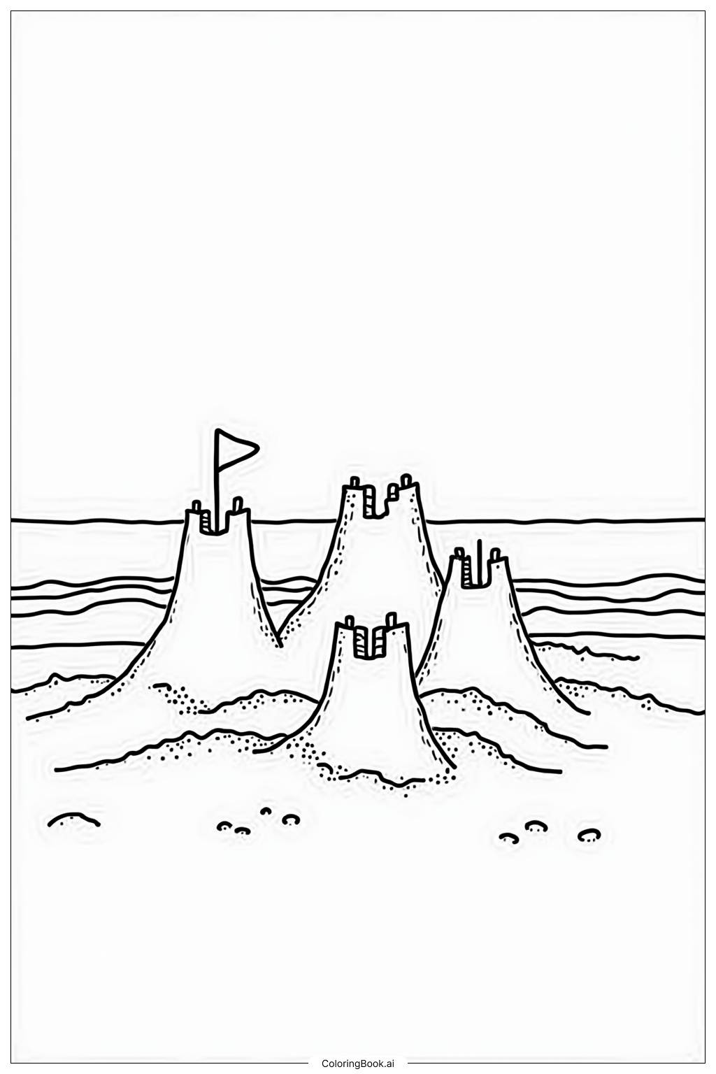  Sand Castle Beach Competition Coloring Page 