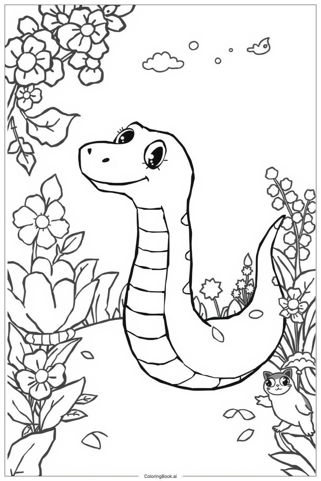  Page de coloriage Joli Serpent Sourire-2 