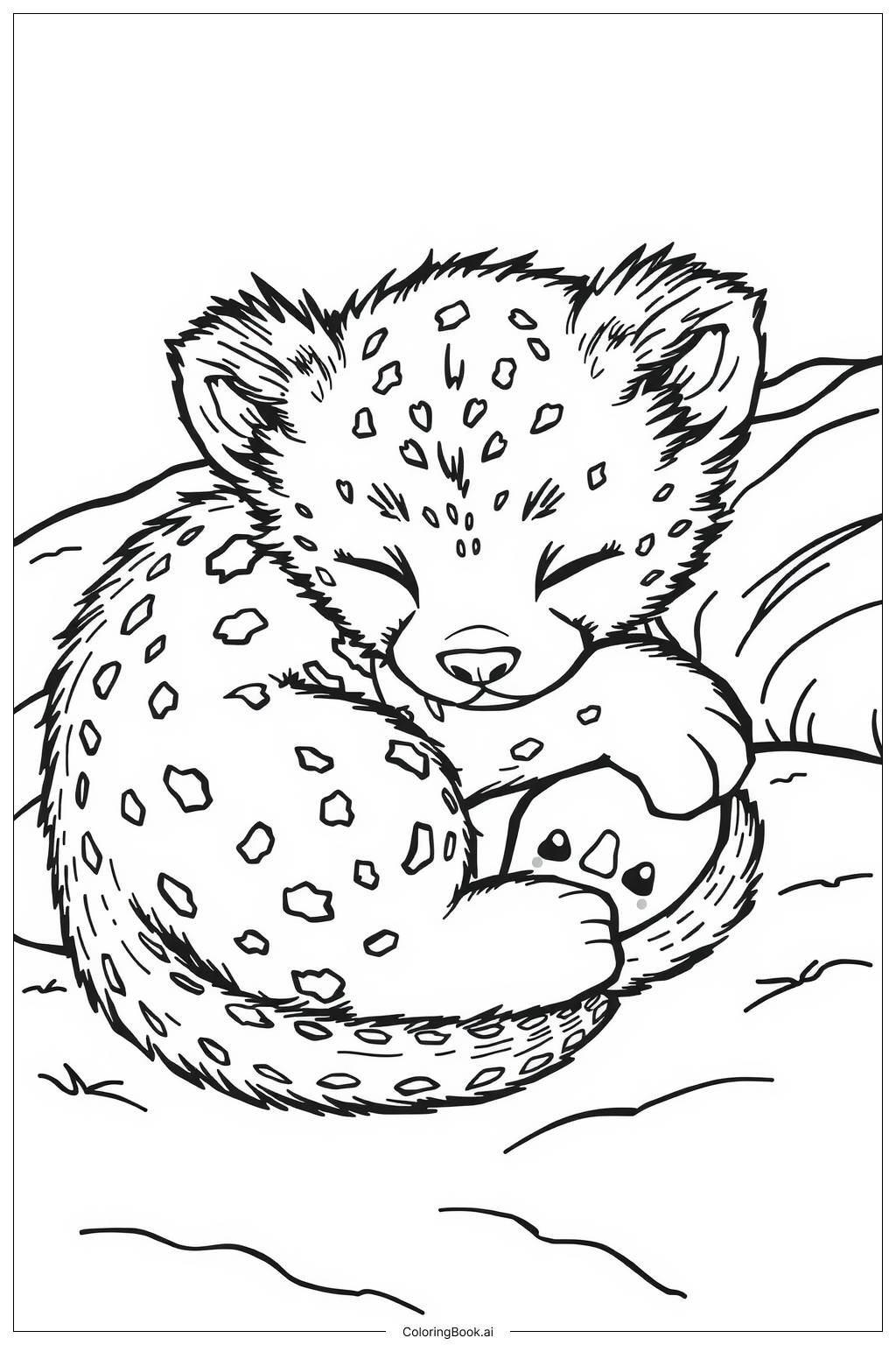  Page de coloriage bébé guépard dormant-2 