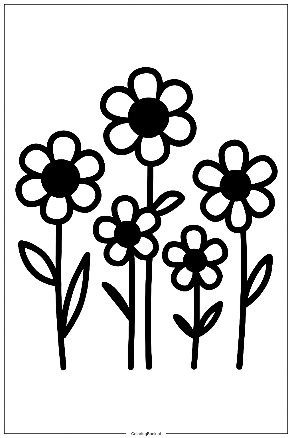  Field Flower Silhouette Coloring Page 