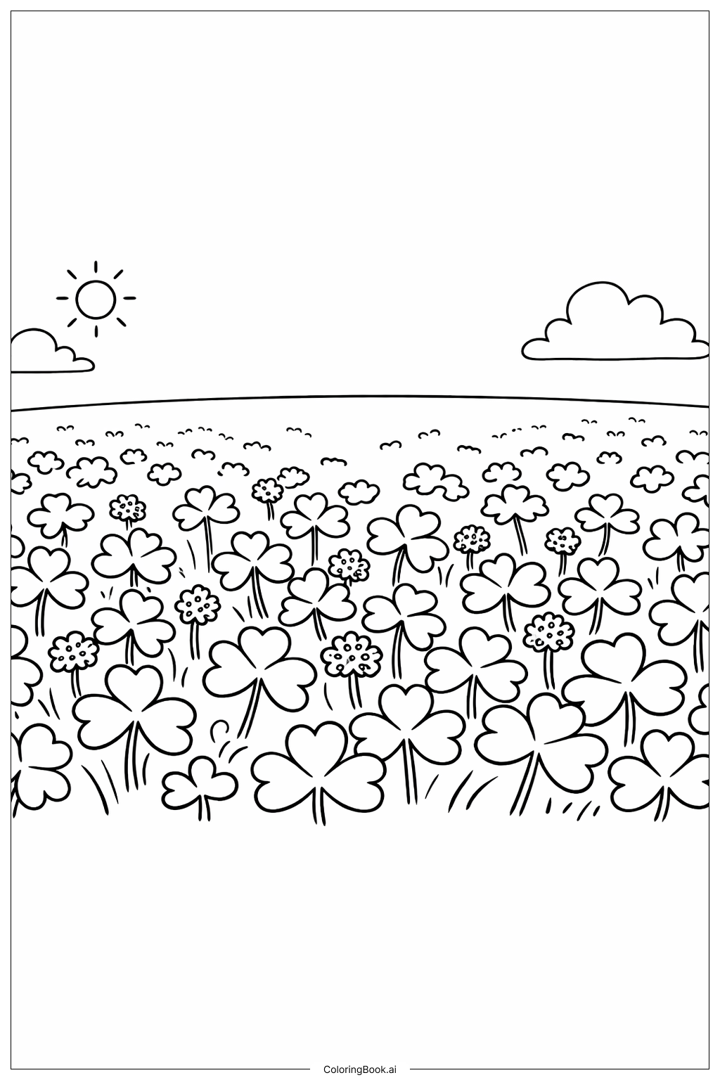  三叶草田填色页 