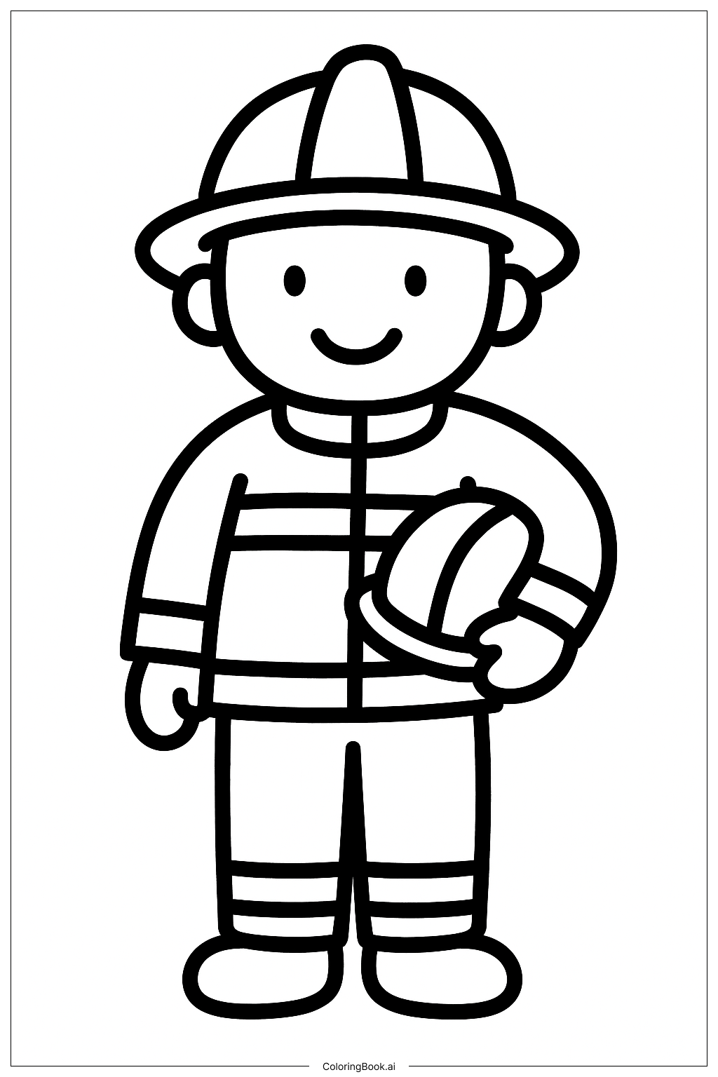 消防員手持安全帽著色頁