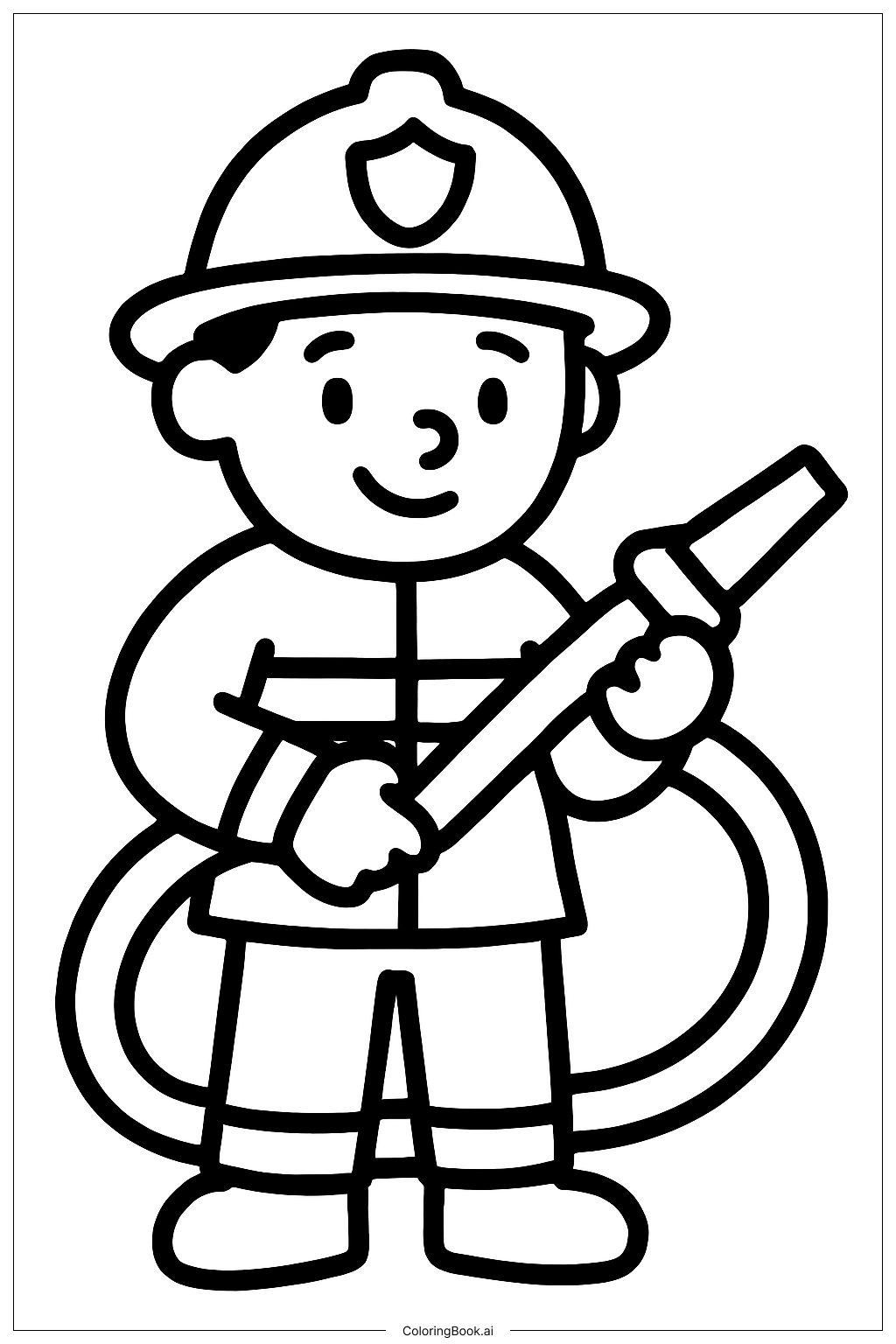 消防员拿着水管填色页