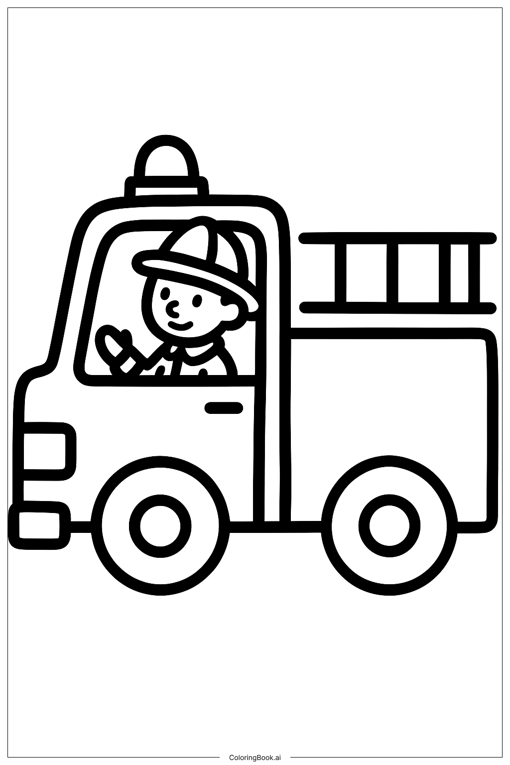 消防员和消防车填色页