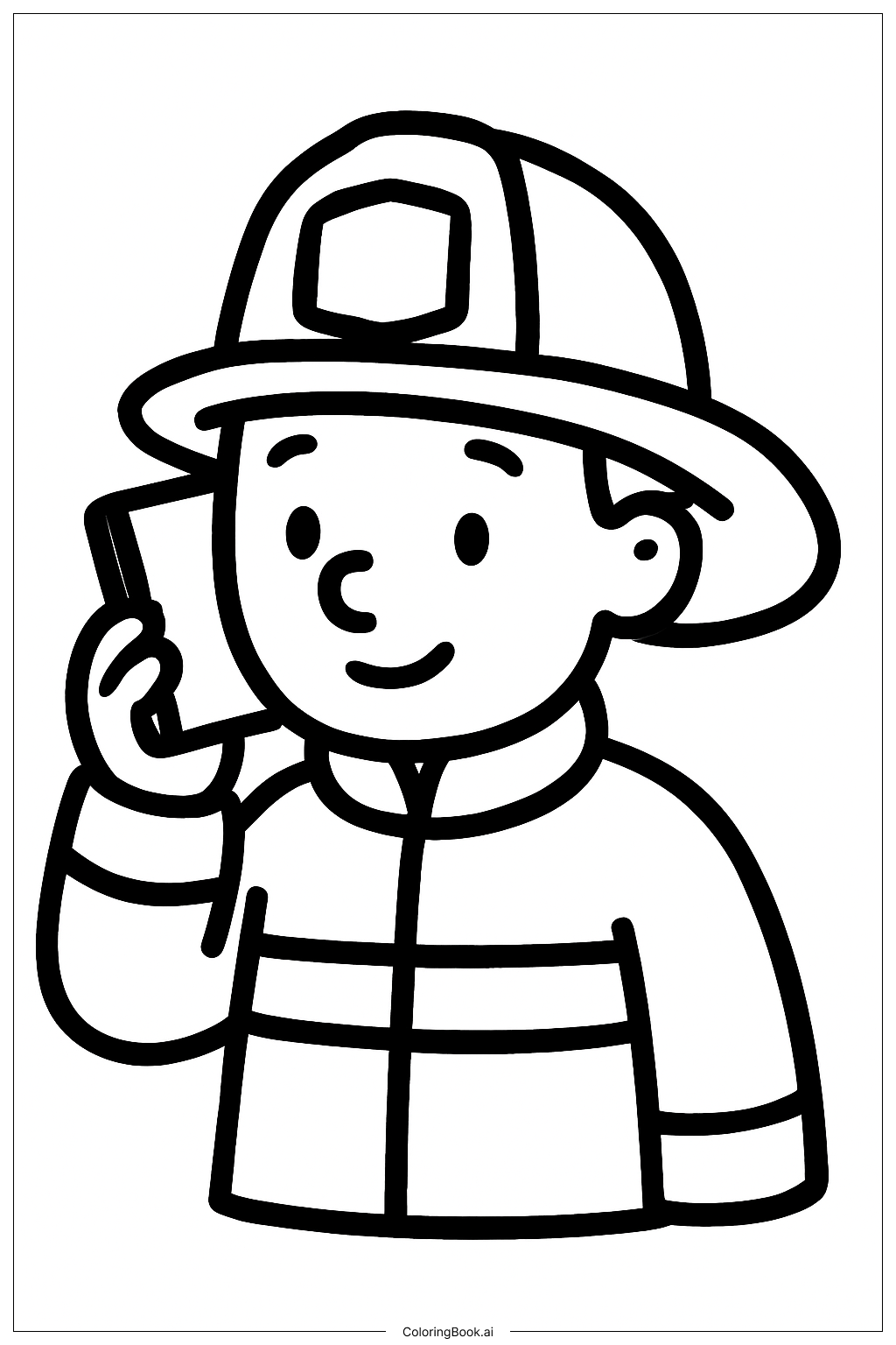 消防員在講電話著色頁