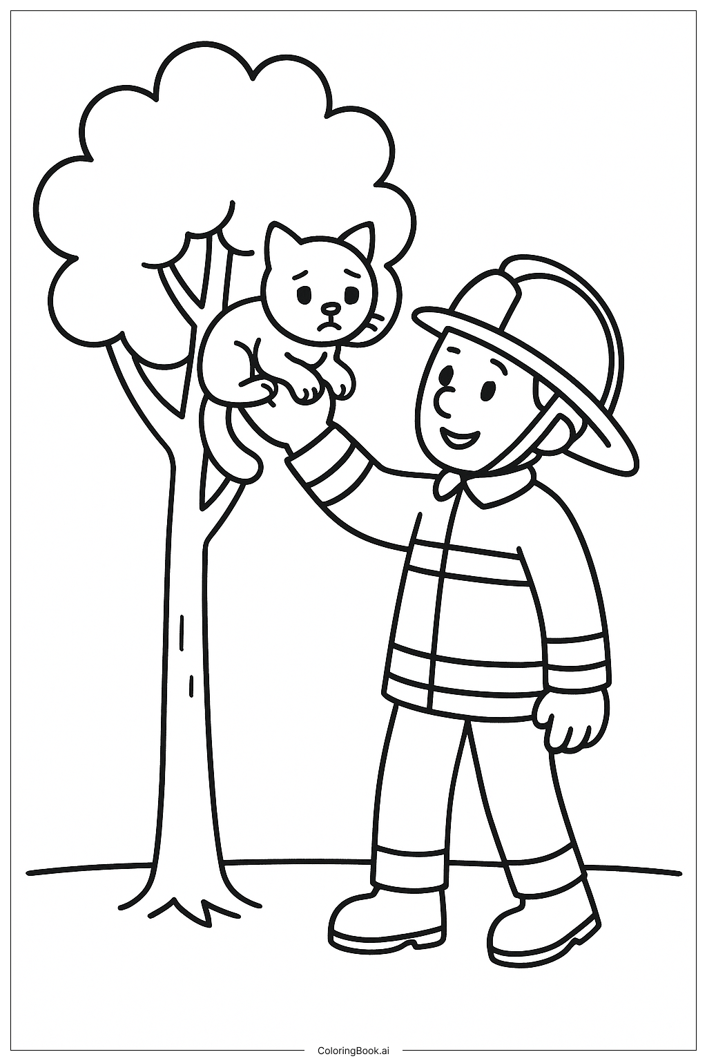 소방관이 고양이를 구하는 모습