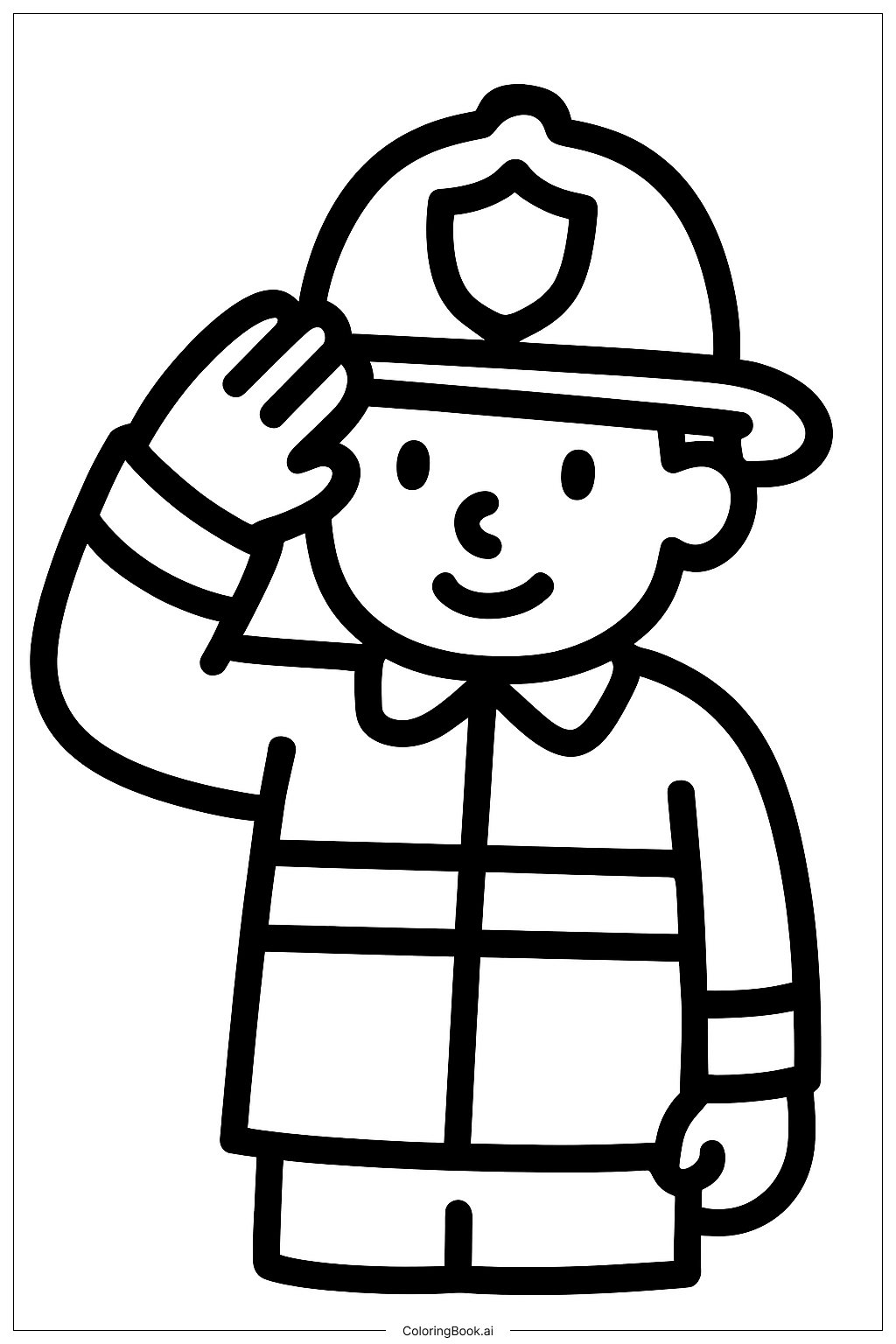 敬礼的消防员填色页