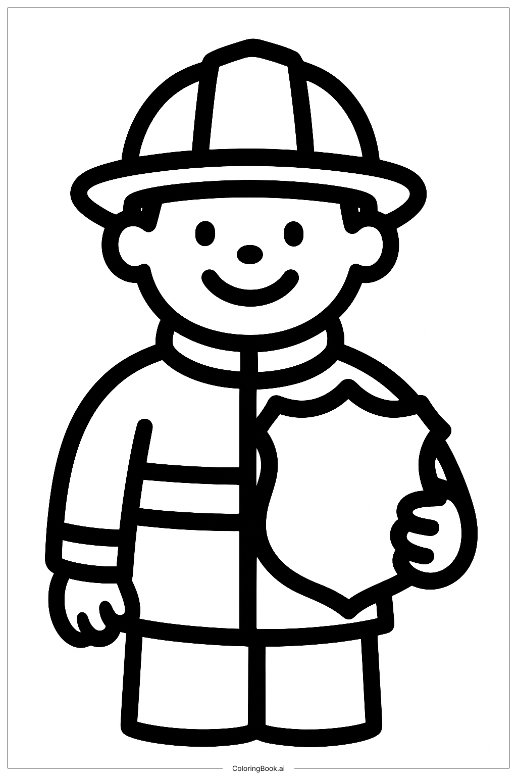 持盾的消防員著色頁