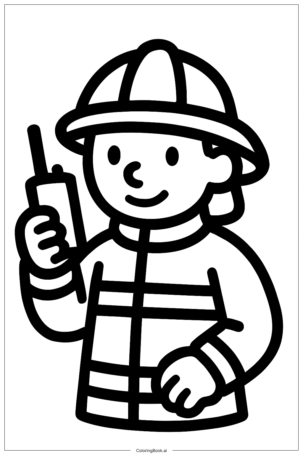 拿著無線電對講機的消防員