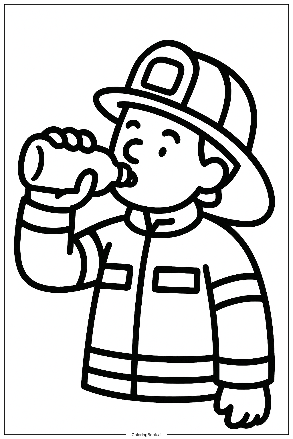  Página para colorir de Bombeiro Bebendo Água 