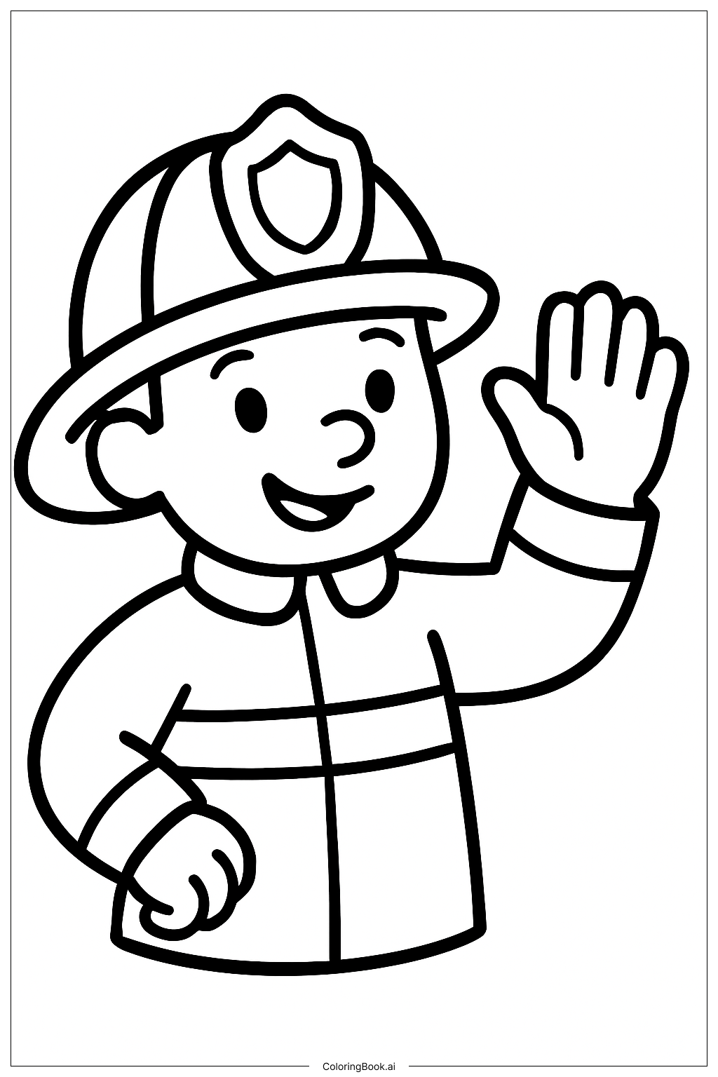  하이파이브하는 소방관 색칠공부 페이지 