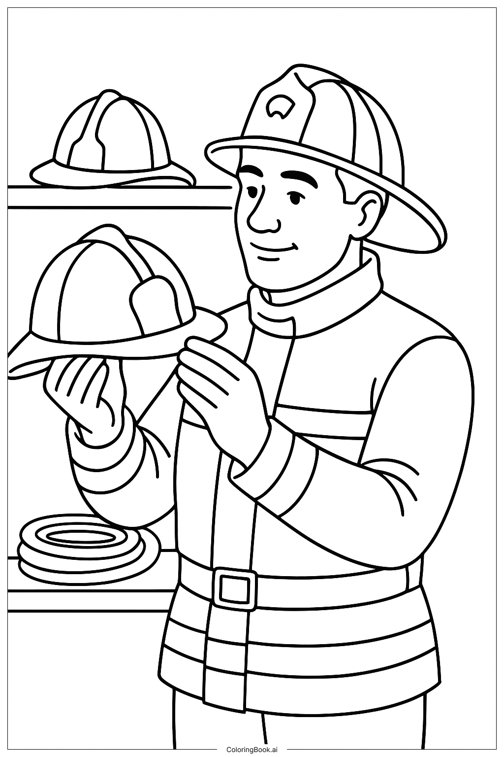 消防員檢查安全帽著色頁
