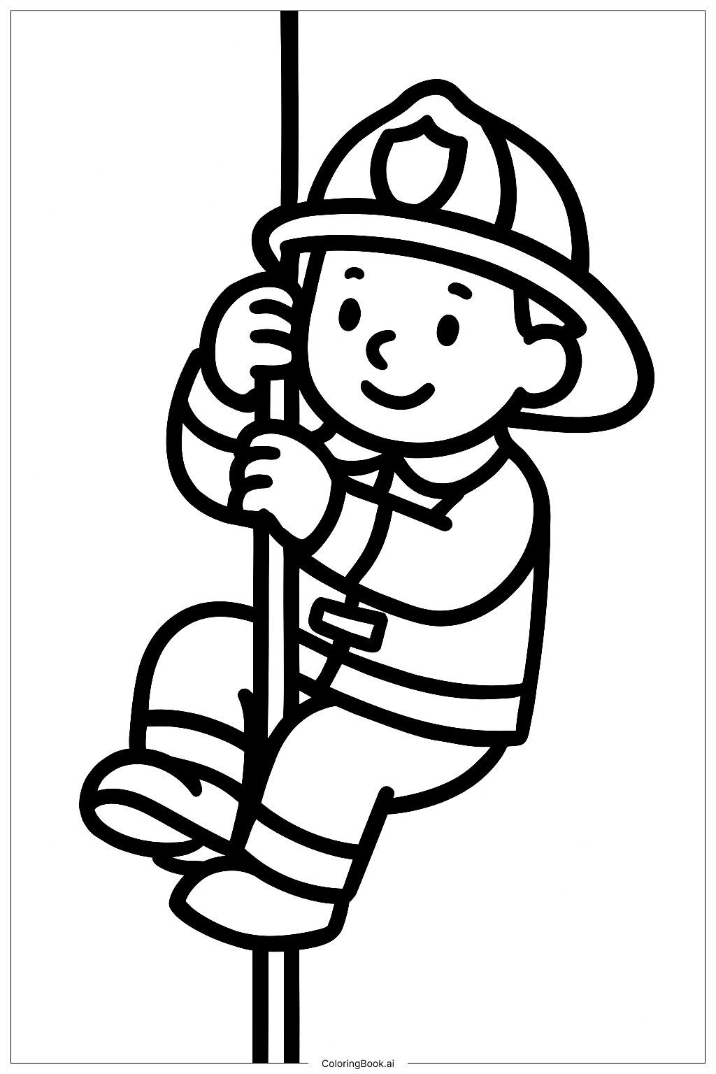 Page de coloriage Poteau de glissade de pompier