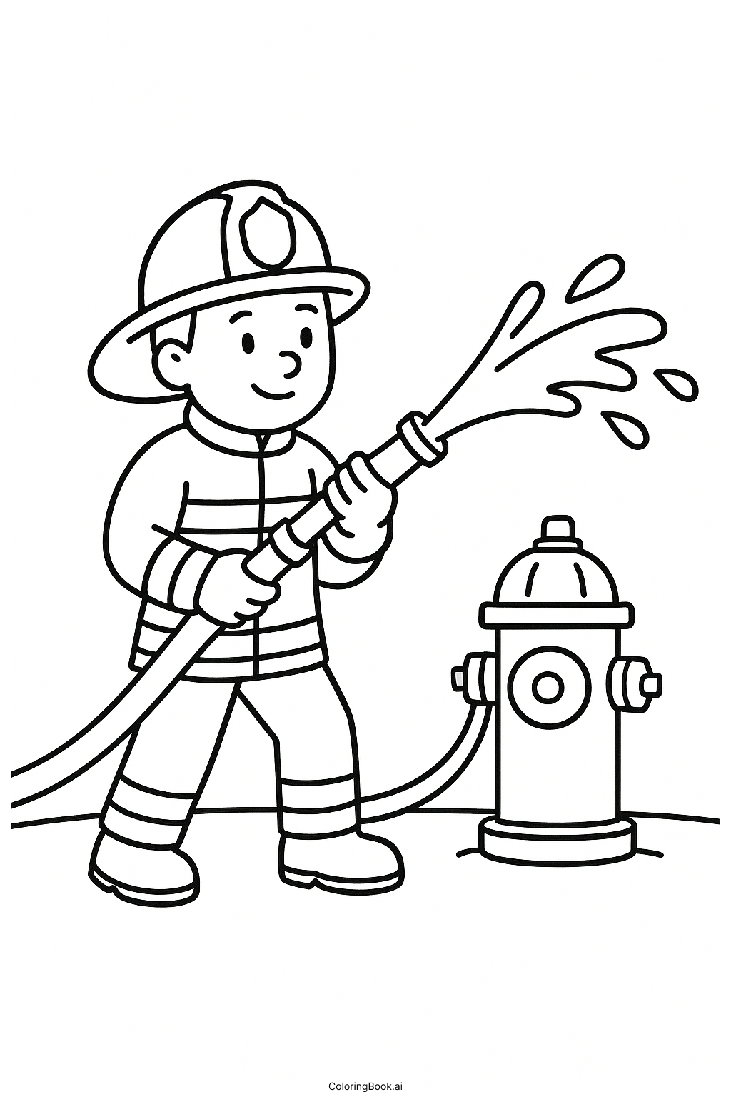 Fireman Smiling Face Coloring Page (Free PDF&PNG Printable)
