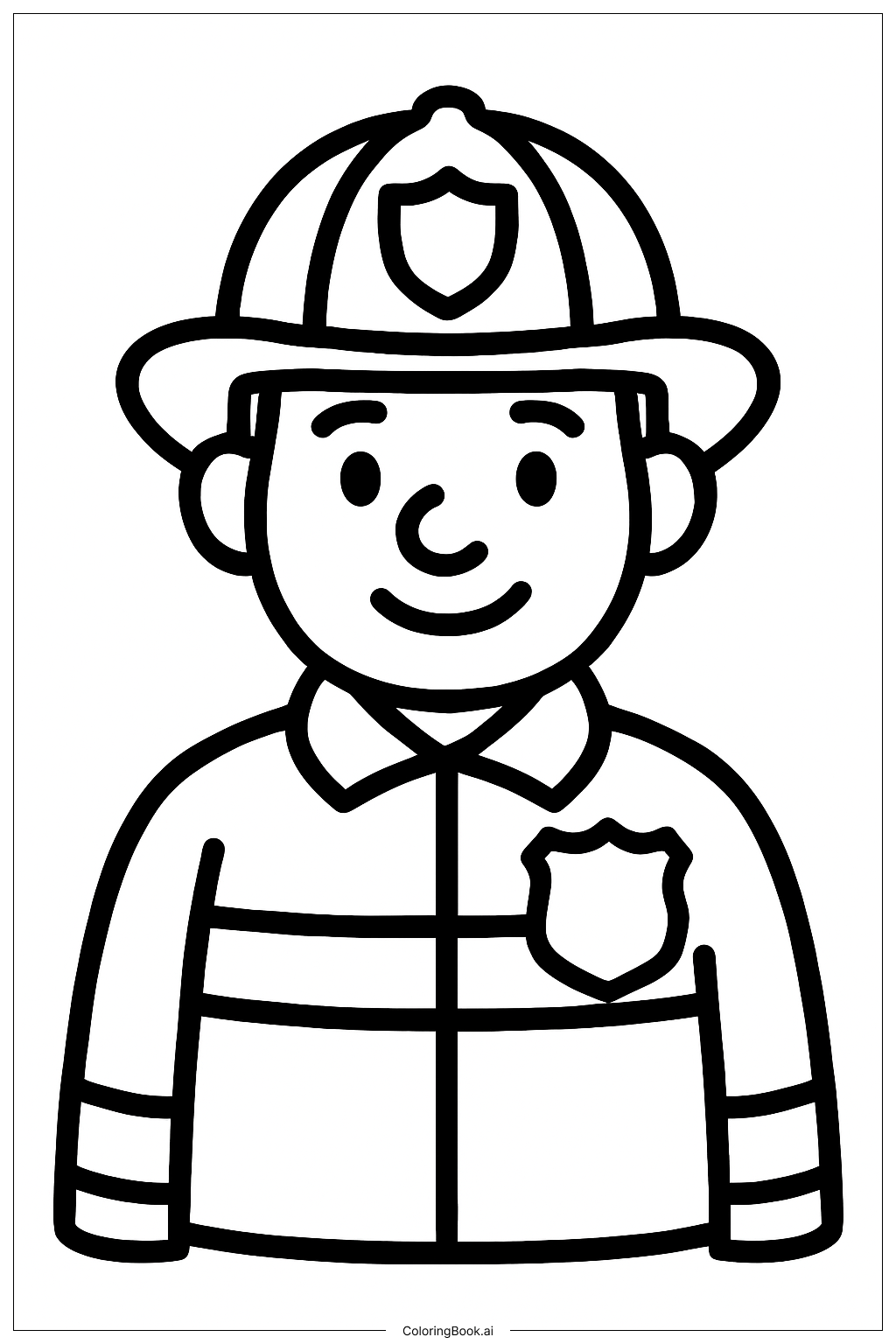  Página para colorir de Bombeiro com Distintivo 