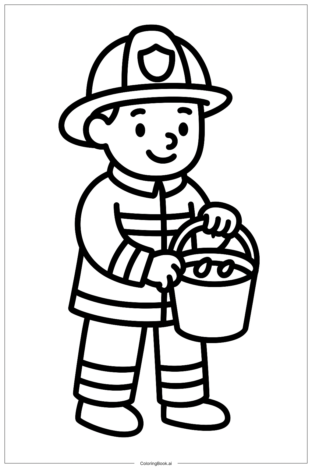 Pompier avec un seau d'eau