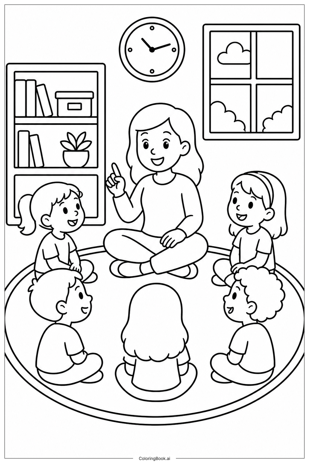 Erster Kindergartentag Stuhlkreis Ausmalseite