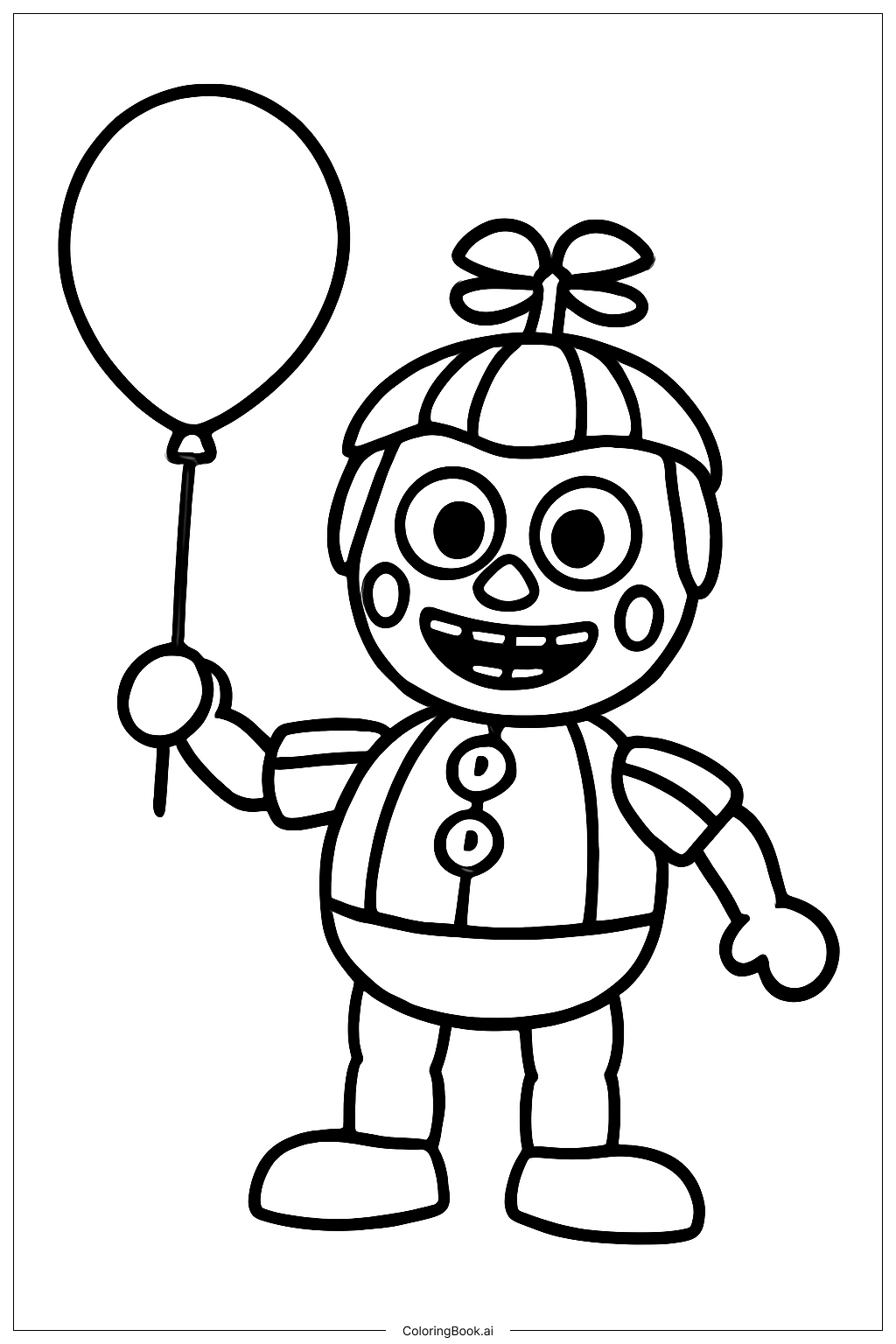  파이브 나이츠 앳 프레디스 풍선 소년 미소 색칠공부 페이지 