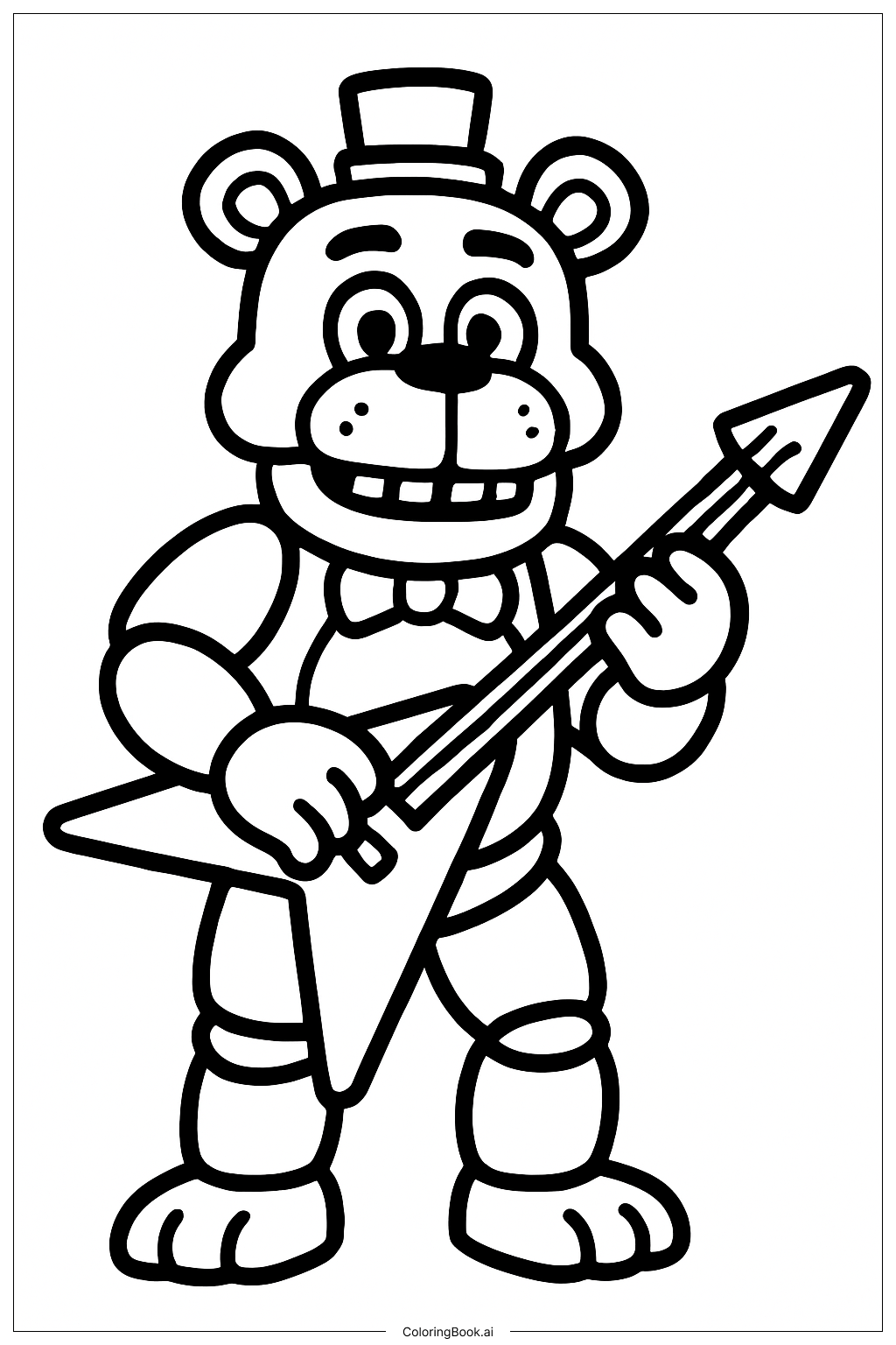  파이브 나이츠 앳 프레디의 기타 포즈 색칠공부 페이지 