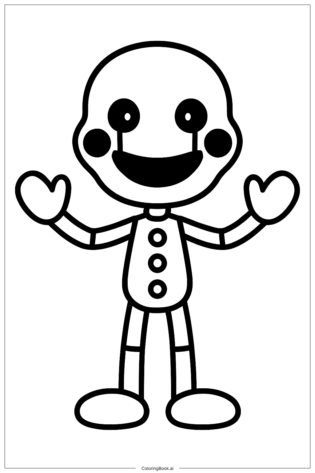  파이브 나이츠 앳 프레디의 심플 퍼펫 색칠공부 페이지 