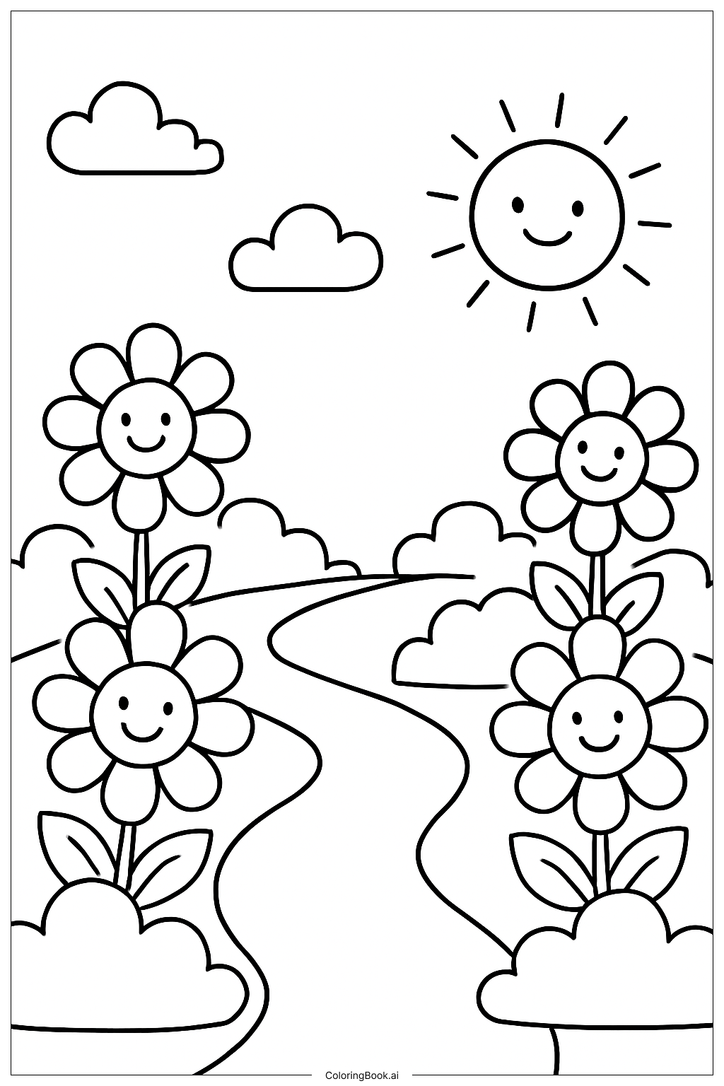 Página para colorir de Caminho do Jardim Floral