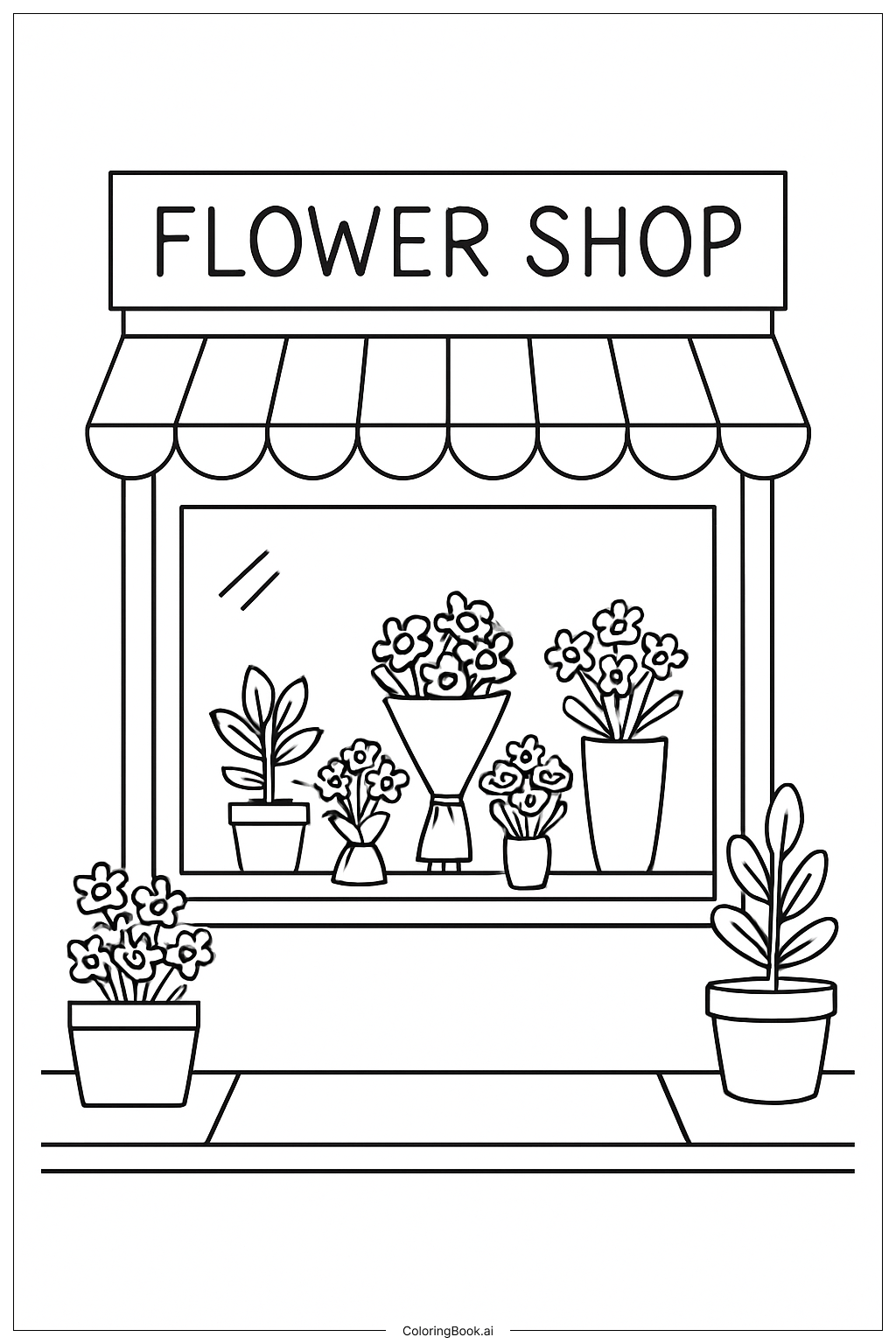  Flower Shop Window Coloring Page 