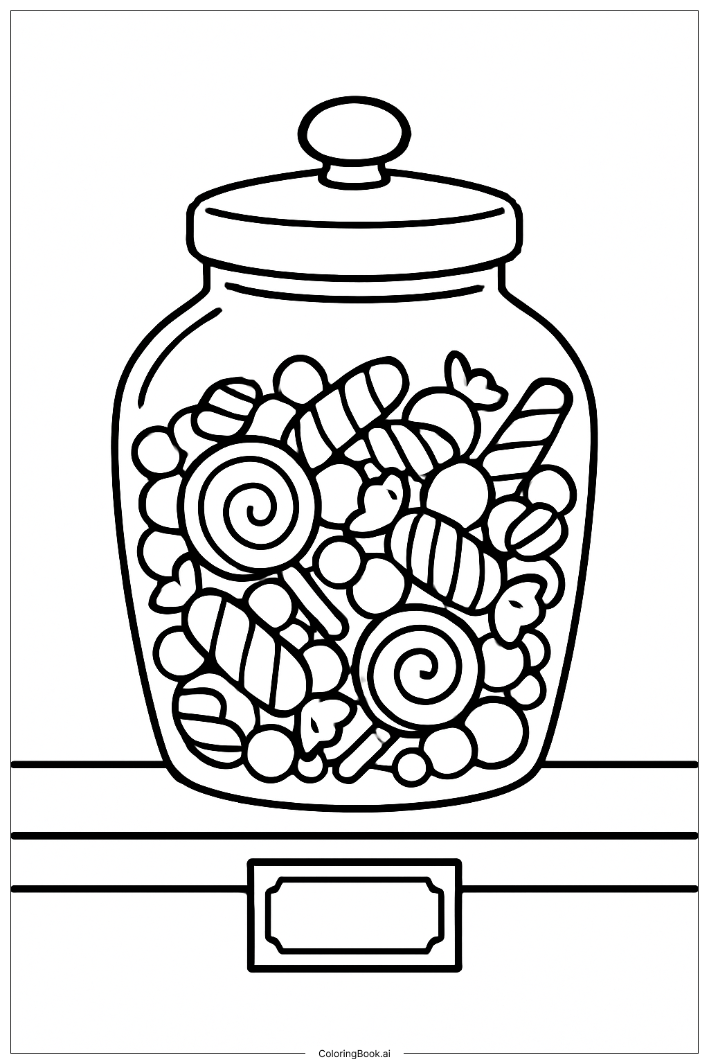  Food Candy Jar Coloring Page 