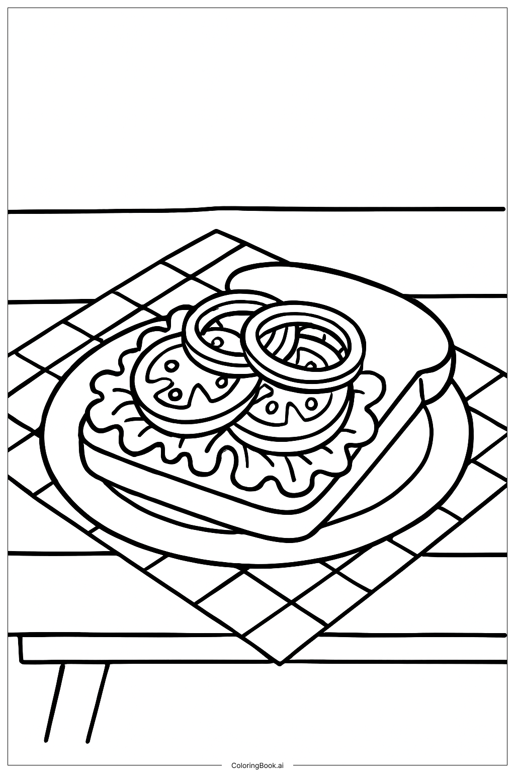  Food Sandwich Picnic Coloring Page 