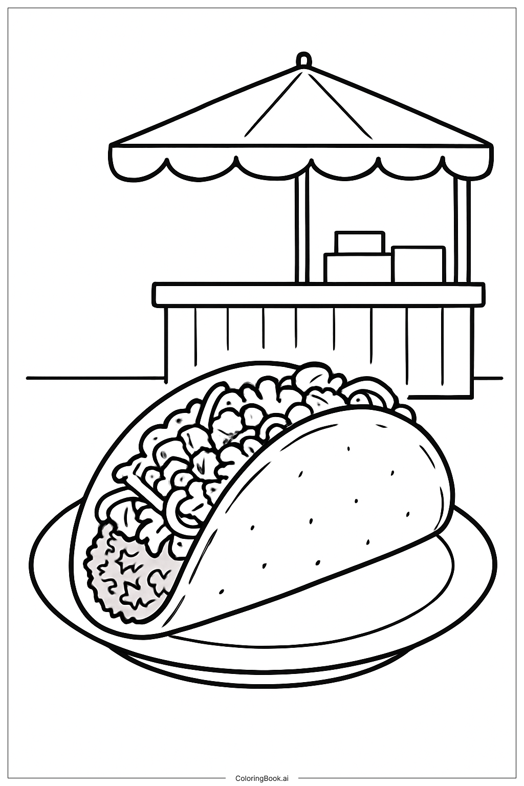  Page de coloriage Stand de Tacos 