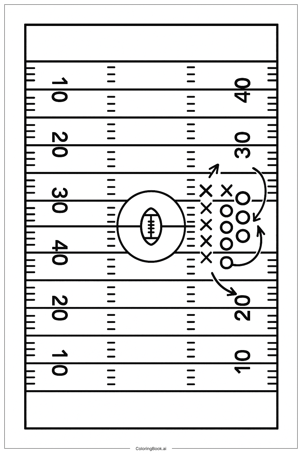  Página para colorear de Mapa del Campo de Fútbol Americano 