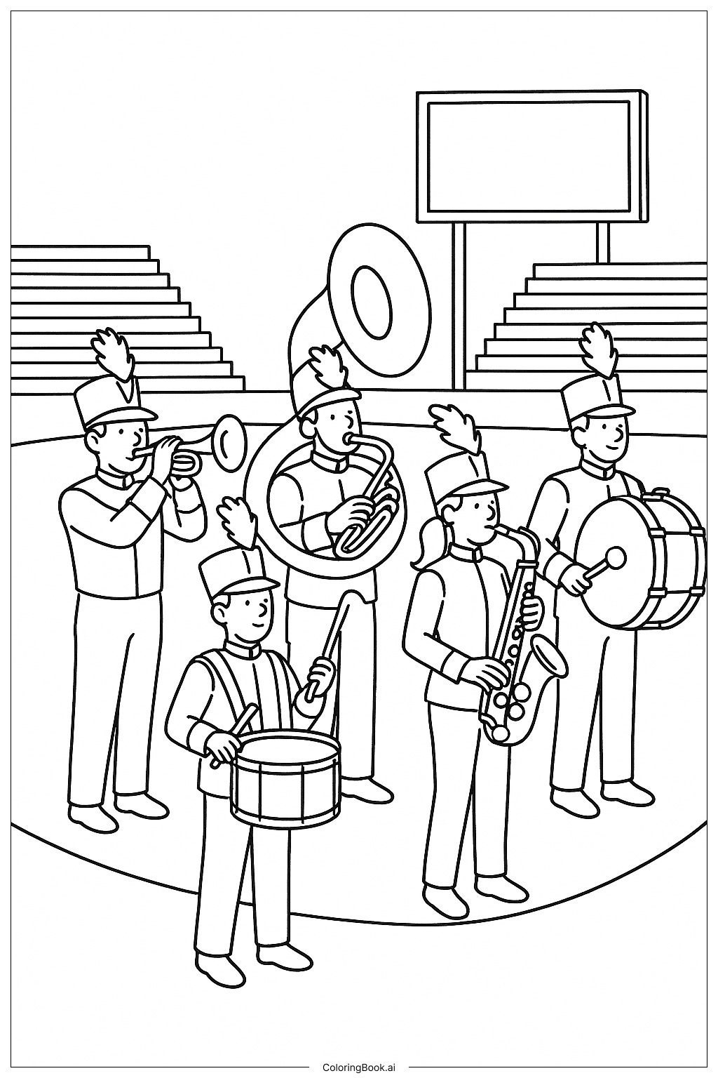  Página para colorear de Banda de Medio Tiempo de Fútbol 