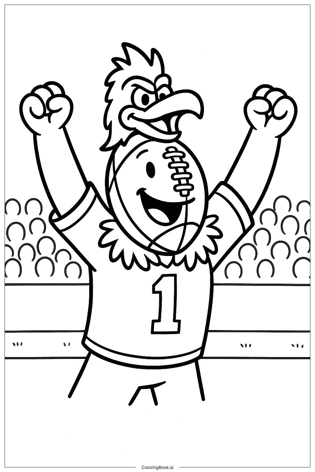  Página para colorear de Mascota de Fútbol Animando 