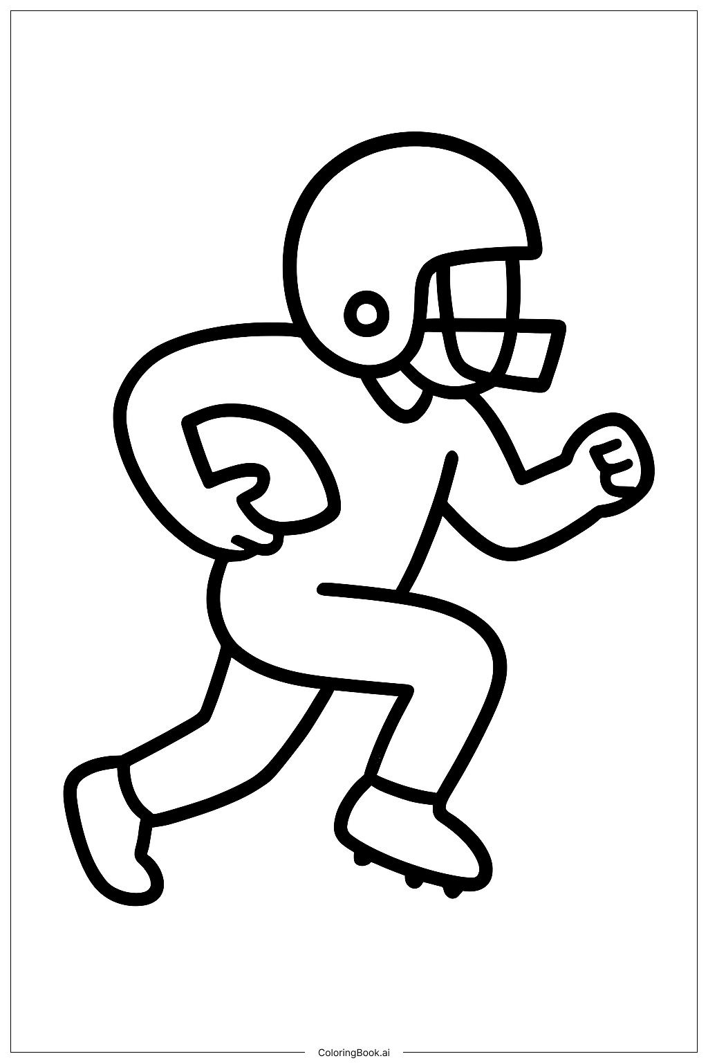  Página para colorear de Jugador de fútbol americano corriendo 