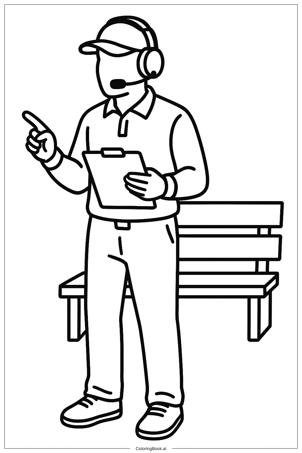  Página para colorear de Entrenador de línea de fútbol 