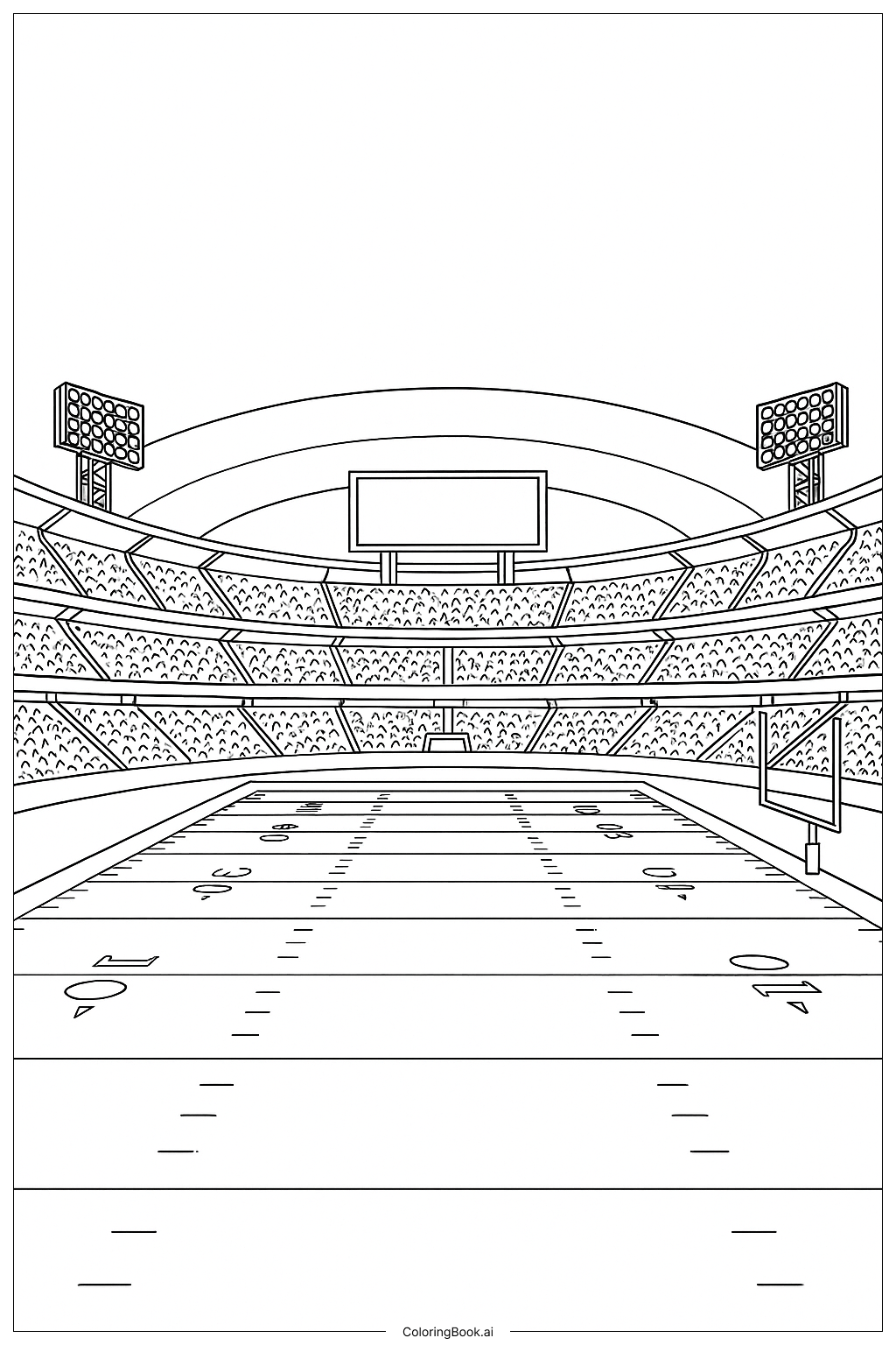  Página para colorear de Panorama del Estadio de Fútbol 