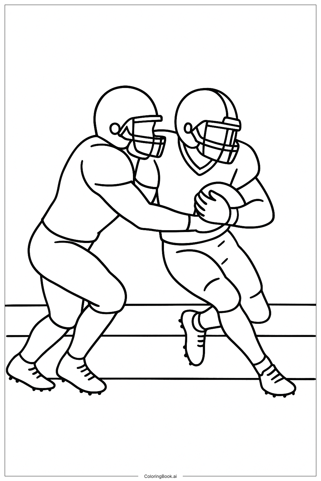  Página para colorear de Acción de Placaje en Fútbol Americano 