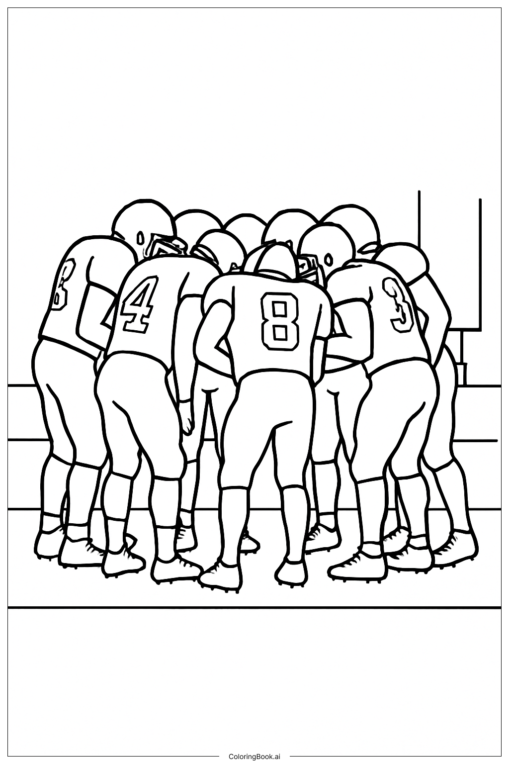  Página para colorear de Reunión del equipo de fútbol americano 