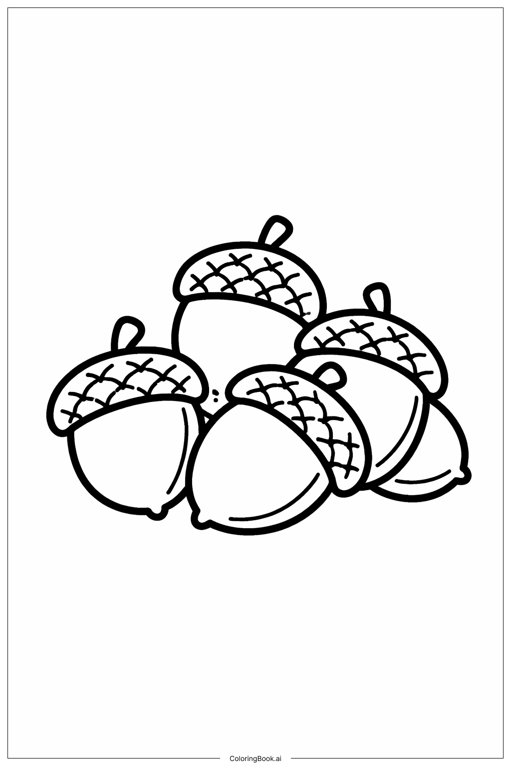 Página para colorear de Montón de Bellotas del Bosque