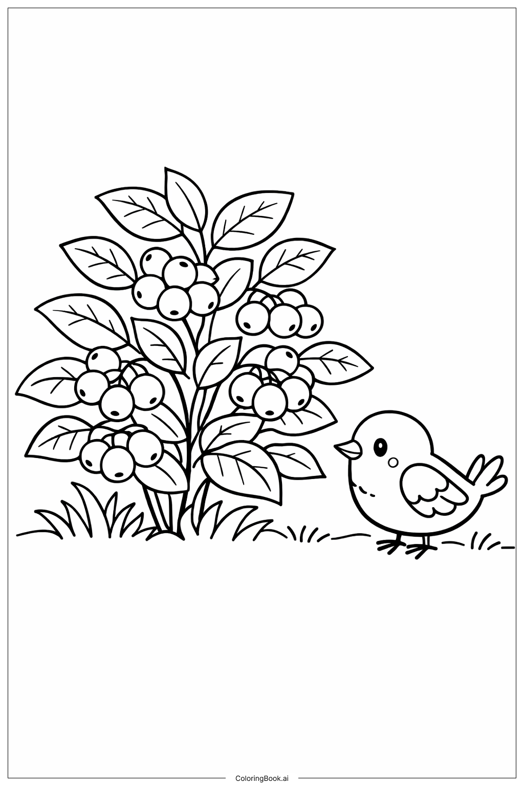 Página para colorear de Arbusto de bayas del bosque