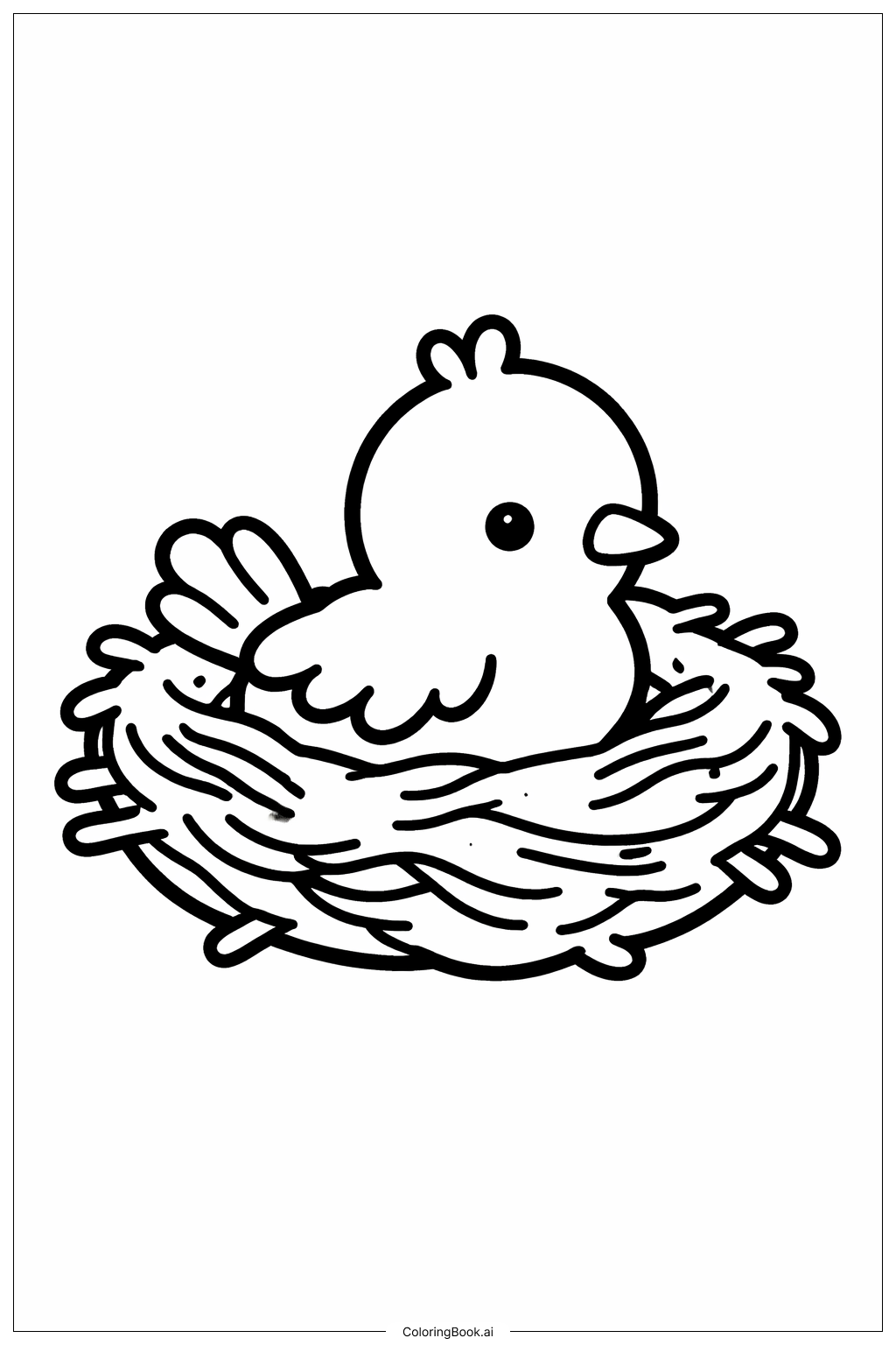 Página para colorear de Pájaro del bosque en el nido