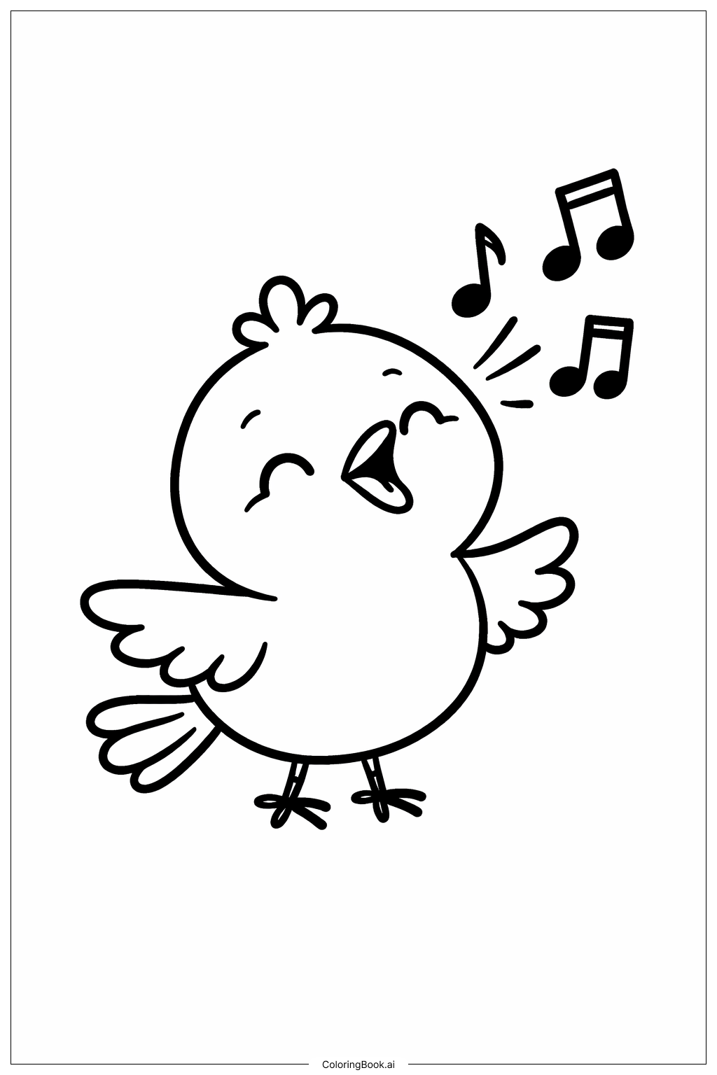 Página para colorear de Pájaro del Bosque Cantando