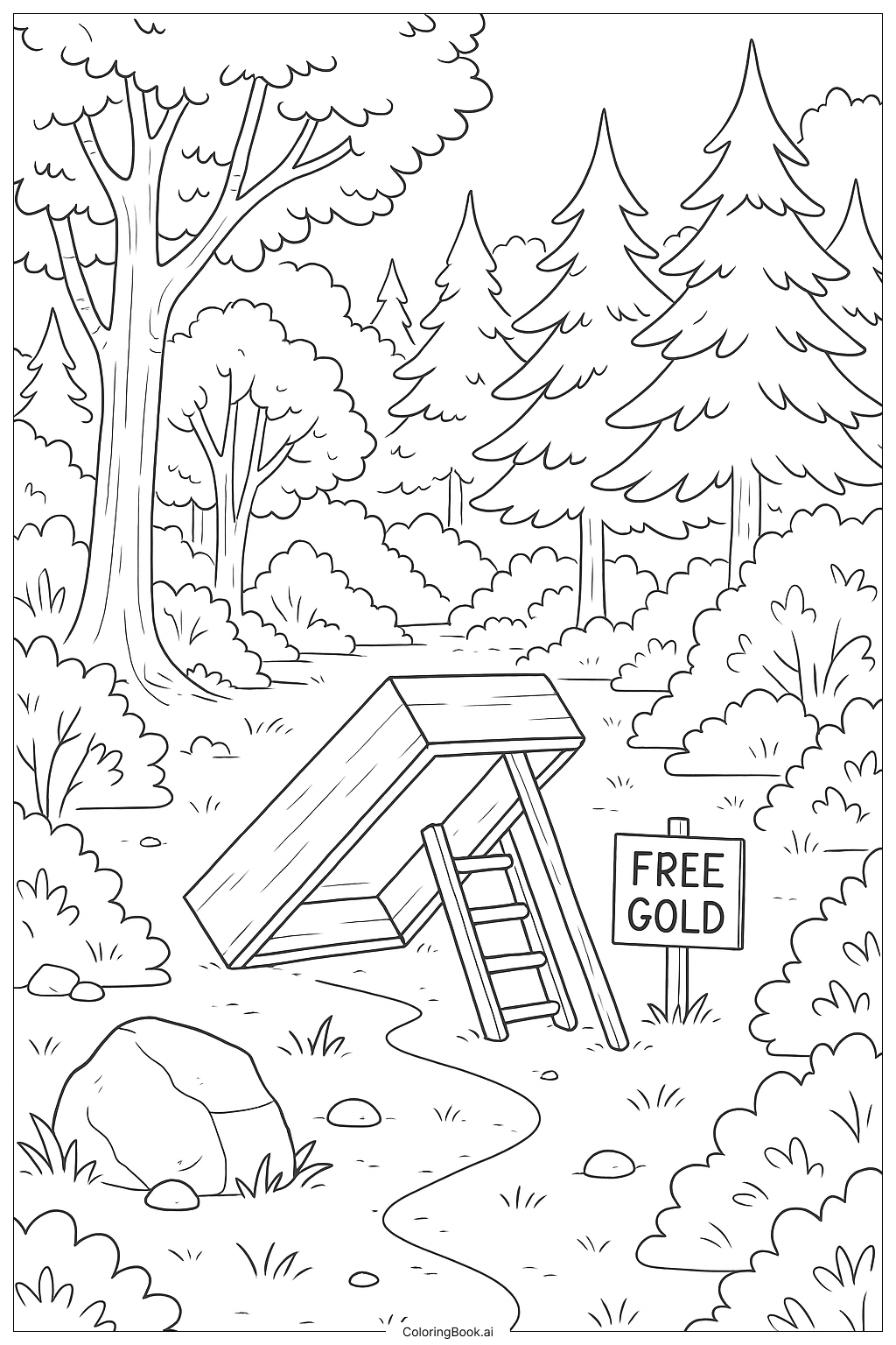 Forest Clearing Leprechaun Trap Coloring Page (Free PDF&PNG Printable)