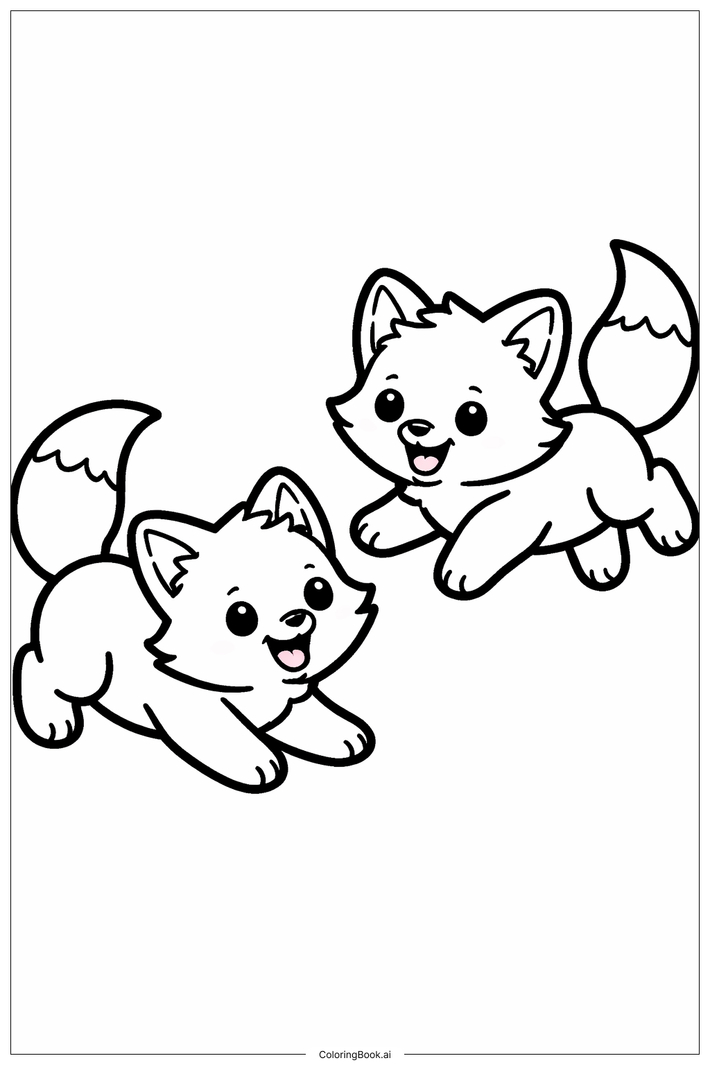 Página para colorear de Familia de zorros del bosque