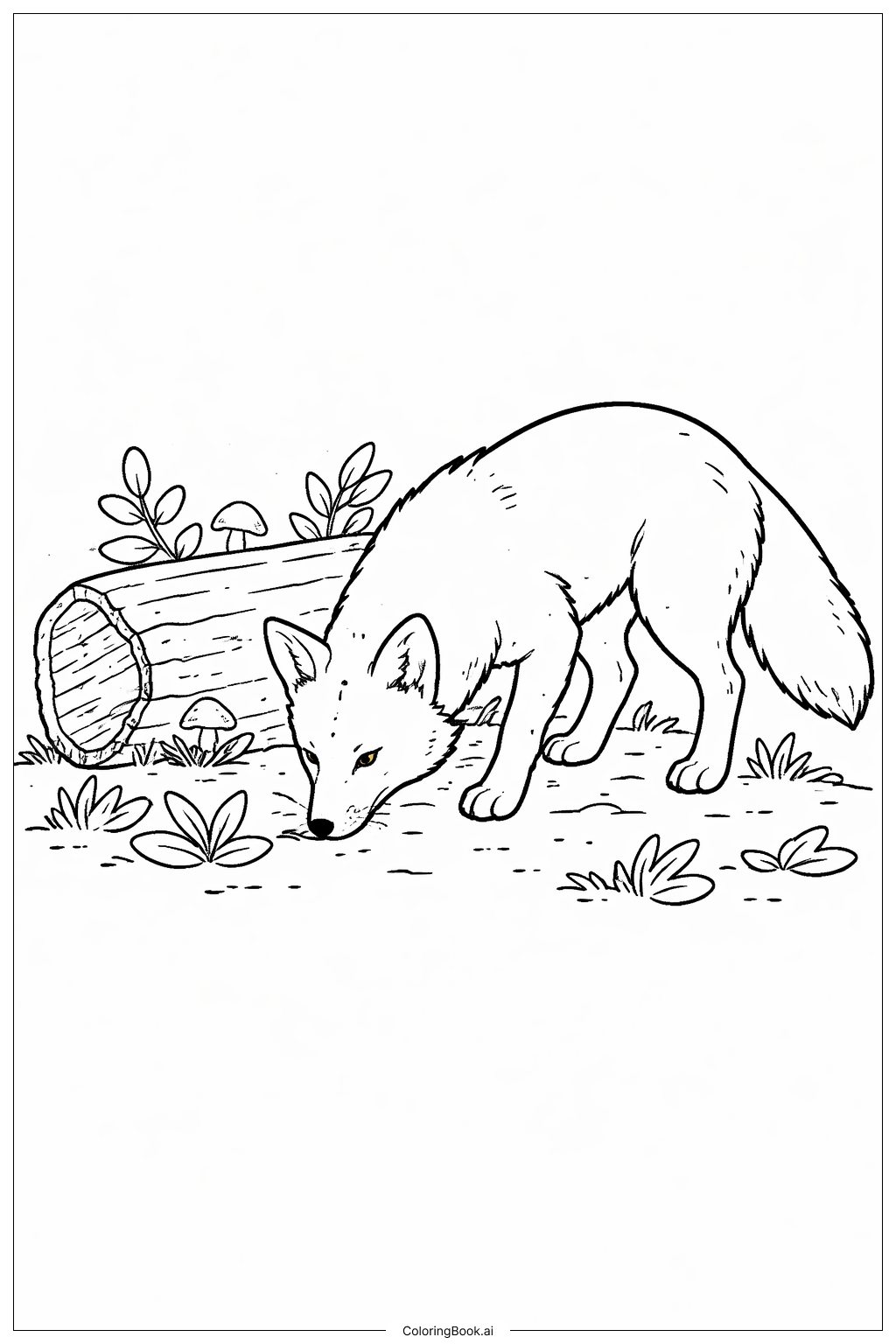 Página para colorear de Zorro del Bosque Buscando