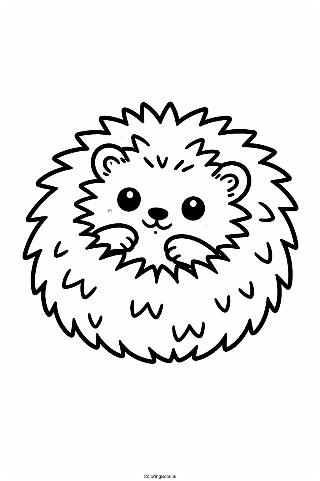 Página para colorear de Erizo del Bosque enroscado