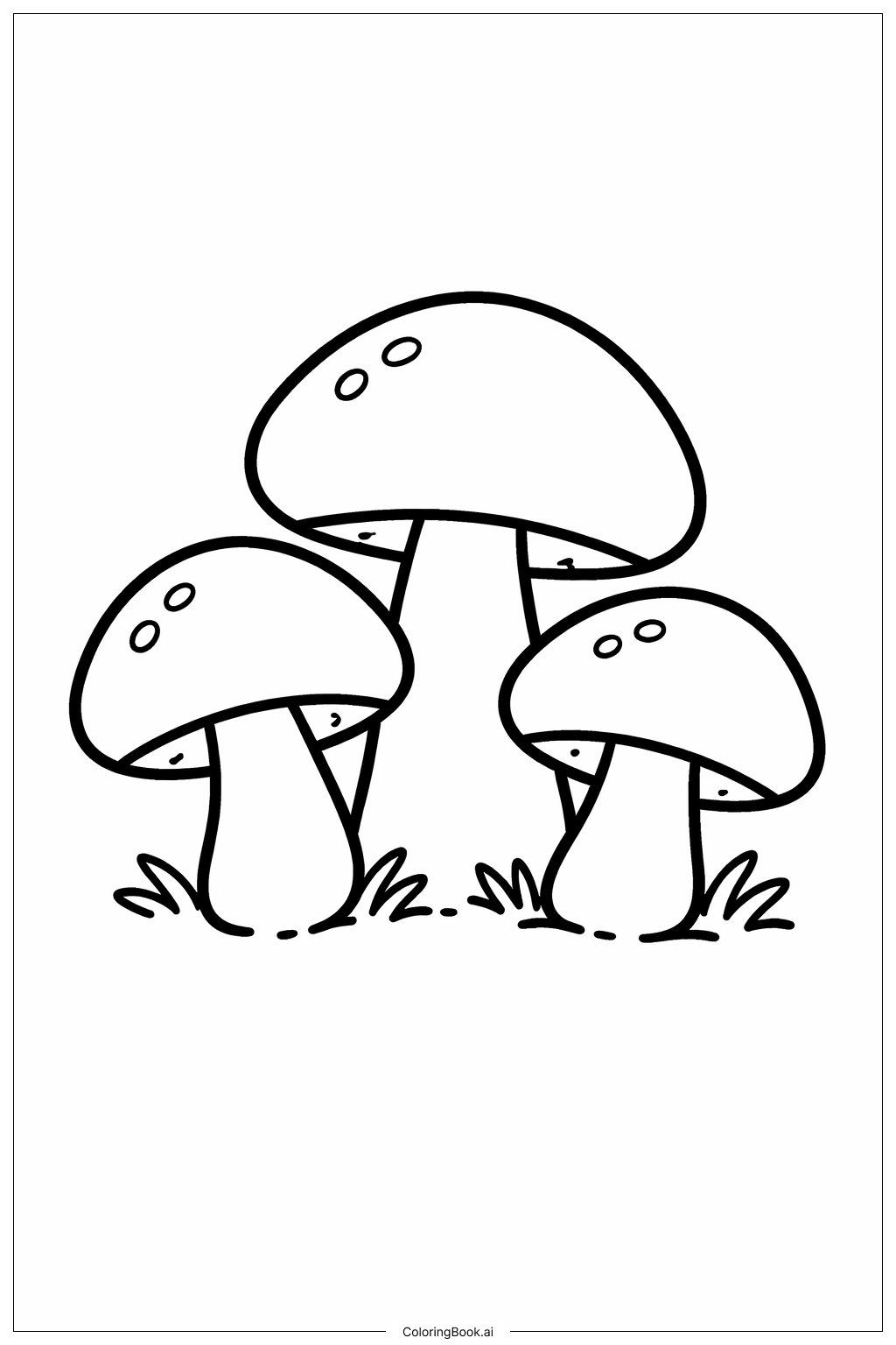 Página para colorear de Racimo de hongos del bosque