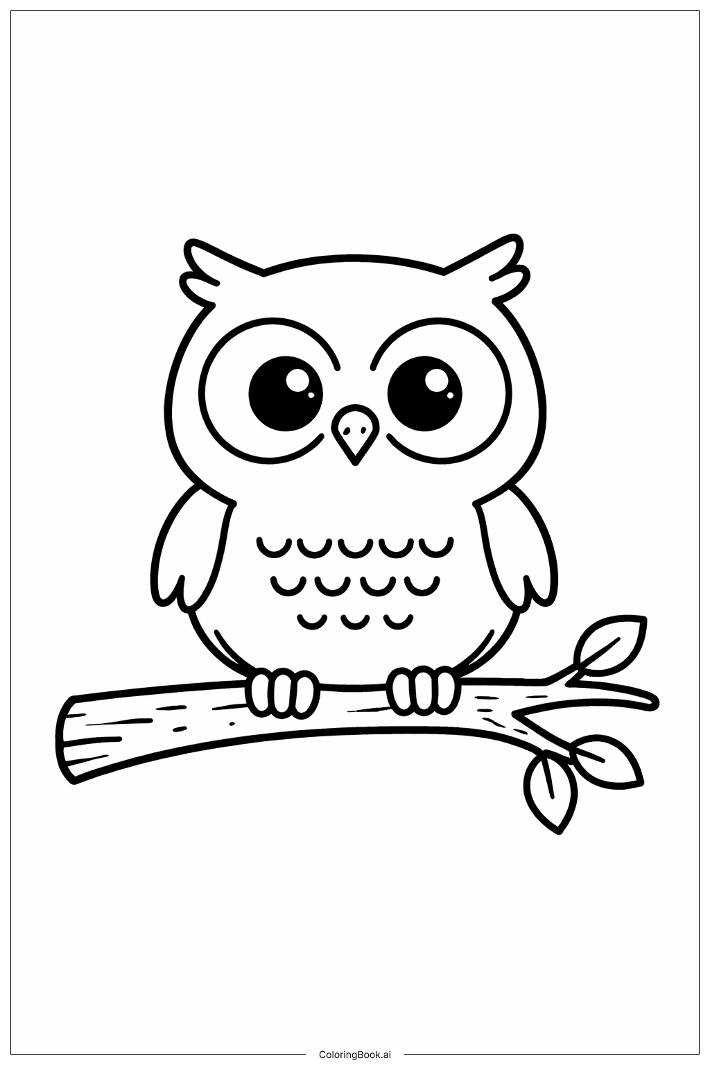 Página para colorear de Búho del Bosque en la Rama