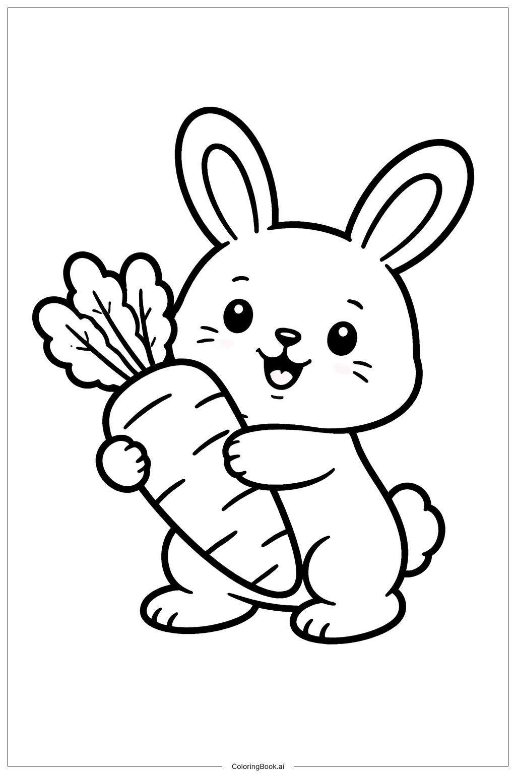 Página para colorear de Conejo del Bosque y Zanahoria