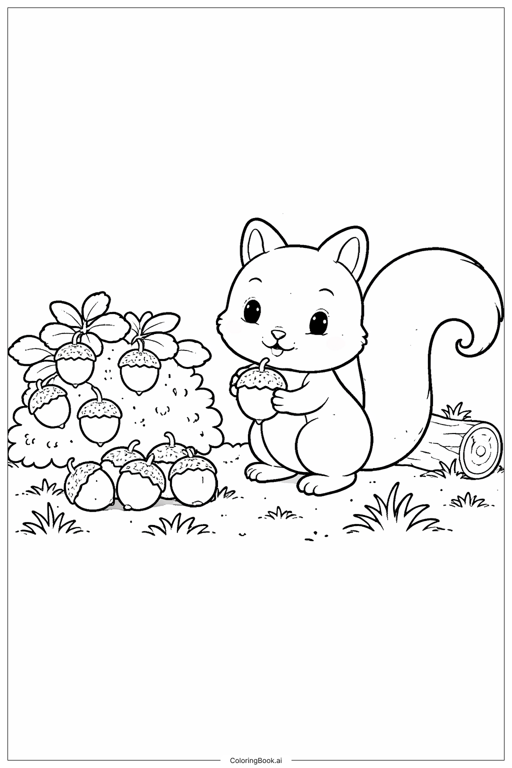 Página para colorear de Reunión de Ardillas en el Bosque