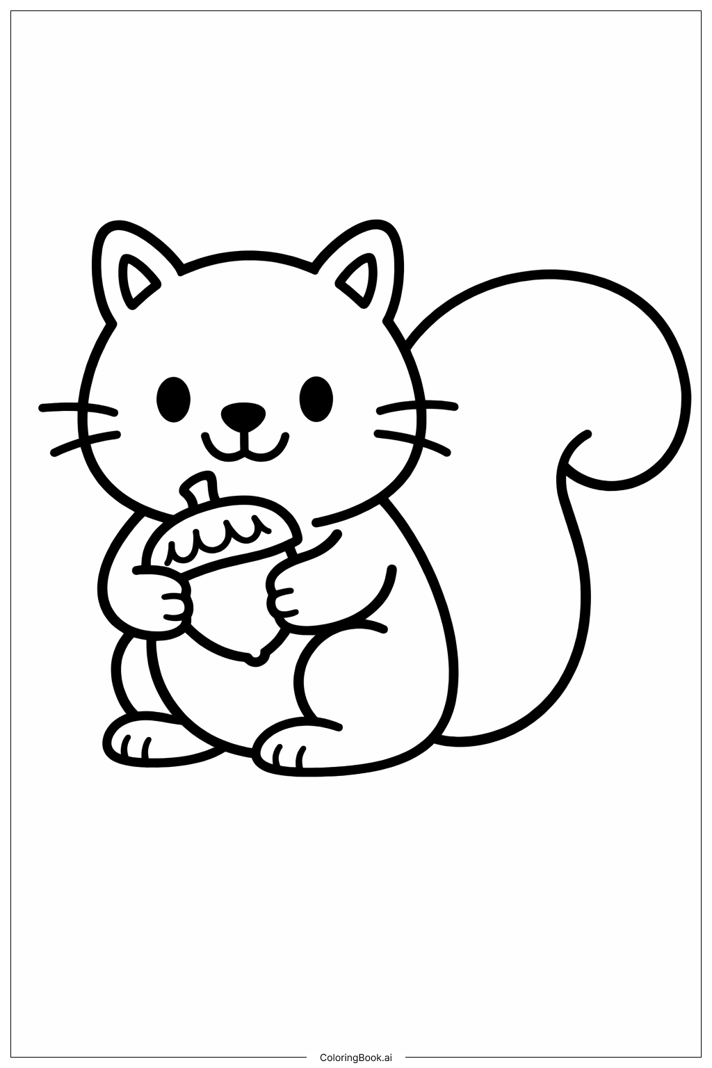 Página para colorear de Ardilla del bosque con bellota